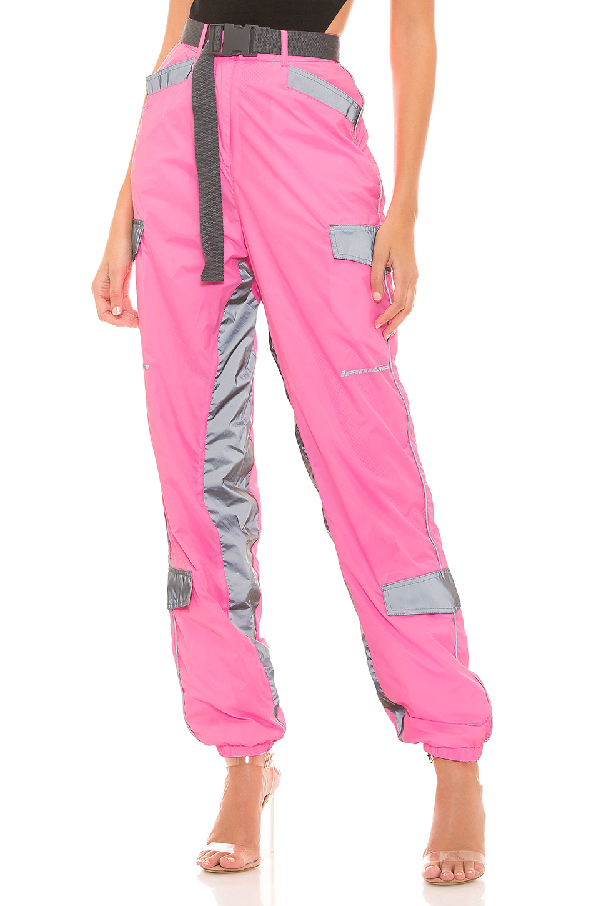 neon pink track pants