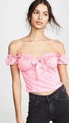 I.am.gia Naomi Ruffled Tie-front Crop Top In Pink
