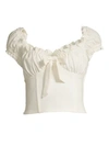 I.am.gia Naomi Ruffled Tie-front Crop Top In White