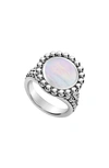 Lagos Maya Round Inlay Ring, Mother-of-pearl In Silver/ White Mother Of Pearl