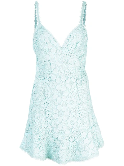 Alice And Olivia Rapunzel Sweetheart Sleeveless Floral Lace Dress In Blue