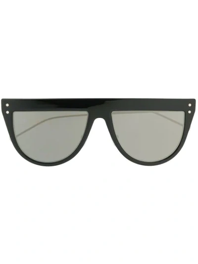 Fendi Flat-top Mirrored Shield Sunglasses In Black