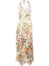 Alice And Olivia Evelia Ruffled Floral-print Georgette Dress In White Multi