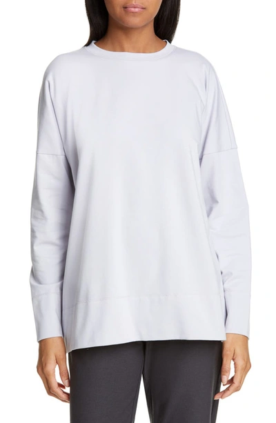Eileen Fisher Petite Cotton Jersey Crewneck Long-sleeve Top In India Sky