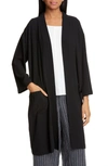 Eileen Fisher Petite Silk Crepe Kimono Jacket In Black