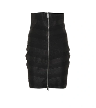 Burberry Elastic-strip Front & Back Zip Skirt In Black