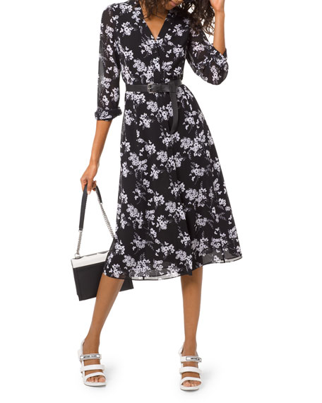 michael kors black and white floral dress