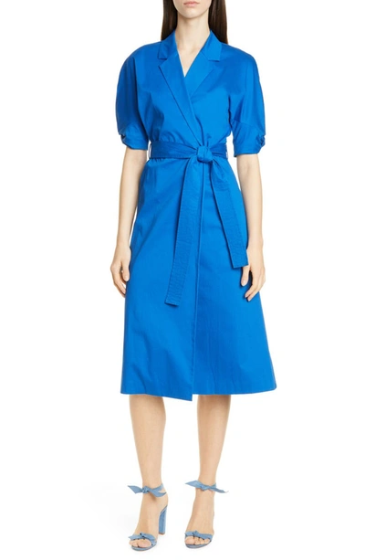 Equipment Anitone Short-sleeve Wrap Dress In Bleu Cotier