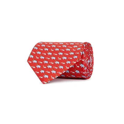 Ferragamo Red Elephant-print Silk Tie