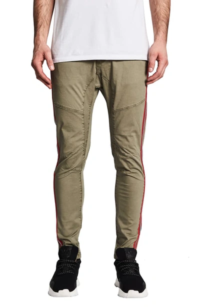 Nxp Baseline Side-stripe Skinny Fit Pants In Khaki Olive