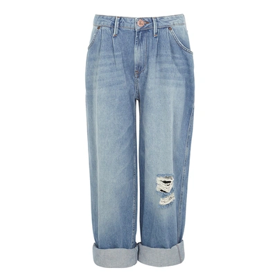 One Teaspoon Smiths Cropped Wide-leg Jeans In Blue