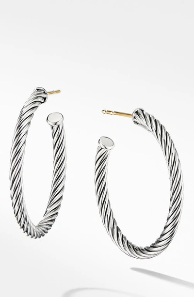 David Yurman Sterling Silver Cable Spiral Hoop Earrings