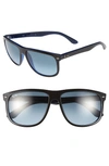 Ray Ban Boyfriend 60mm Flat Top Sunglasses - Black/blue