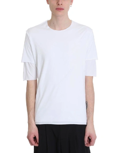Attachment White Cotton Double T-shirt