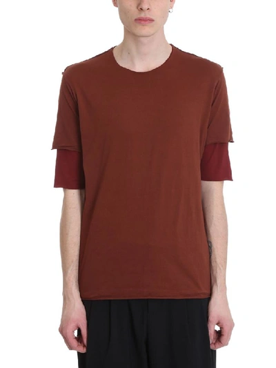 Attachment Bordeaux Cotton Double T-shirt In Red