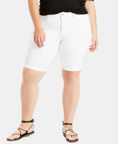 Levi's Plus Size Shaping Bermuda Jean Shorts In White Jasmine