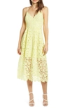 Astr Lace Midi Dress In Lemon