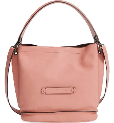 Longchamp '3d' Leather Crossbody Hobo - Pink