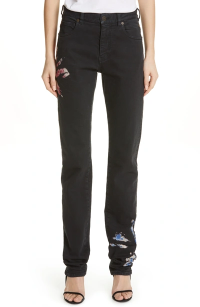 Calvin Klein 205w39nyc Tie Dye Straight Leg Jeans In Black Red Royal Blue