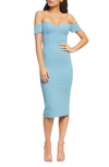 Dress The Population Bailey Off The Shoulder Body-con Dress In Sea Breeze