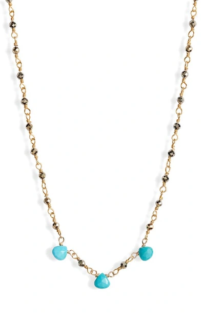 Ela Rae Lori 14k Goldplated Turquoise & Pyrite Triple-stone Necklace