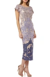 Js Collections Soutache Lace Midi Dress In Taupe/ Plum