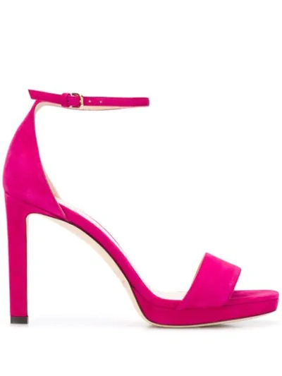 Jimmy Choo Misty 100 Suede Sandals In Pink