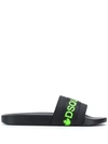 Dsquared2 Web Logo Tape Slide Sandals In Black