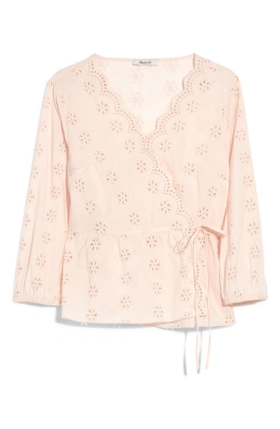 Madewell Scalloped Eyelet Wrap Top In Antique Lace