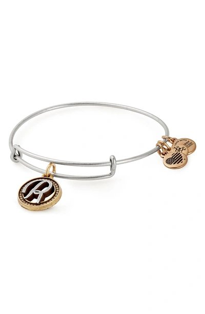 Alex And Ani Two-tone Initial Charm Expandable Bracelet In Two-tone-r
