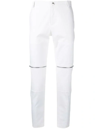Les Hommes Urban Zipped Knees Skinny Trousers In White