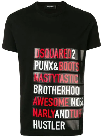 Dsquared2 Slogan T-shirt In Black