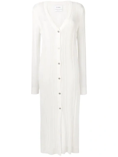 Barrie Long Ribbed Cardigan In White