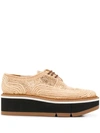 Clergerie Acajou Raffia Platform Oxford Shoes In Neutrals