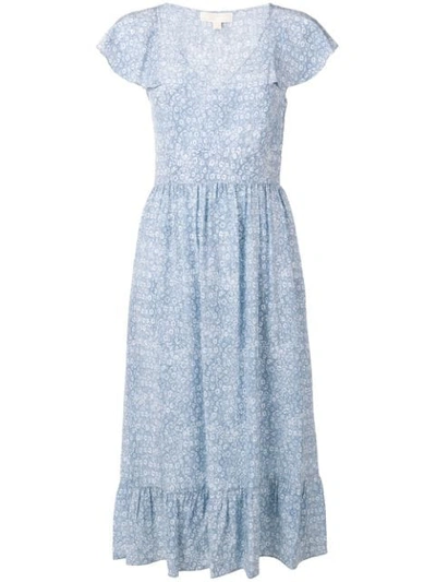 Michael Kors Floral Summer Dress In Blue