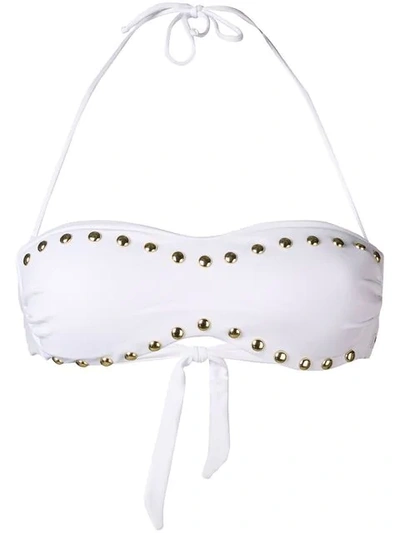 Moschino Studded Bikini Top In White