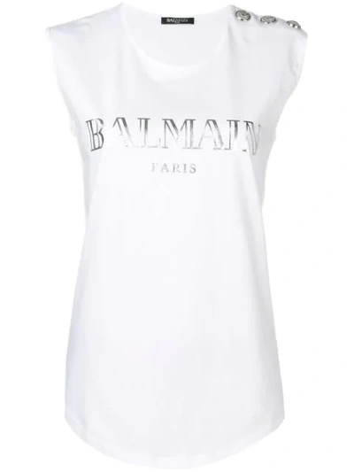 Balmain Embellished Buttons Top In Blue