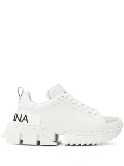 Dolce & Gabbana Super Queen Leather Sneakers In White