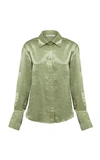 Anna Quan Lana Crushed Satin Shirt In Green