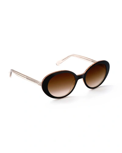 Krewe Laurel Oval Gradient Sunglasses In Mystic To Black
