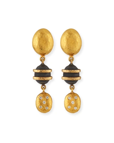 Yossi Harari 24k Helen Mini Dangle Earrings W/ Gilver & Diamonds