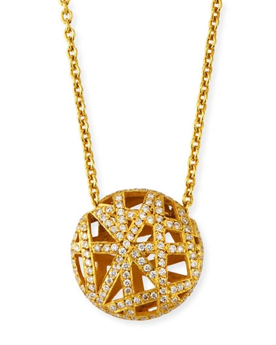 Yossi Harari 18k Diamond Pave Overlap Lace Pendant Necklace
