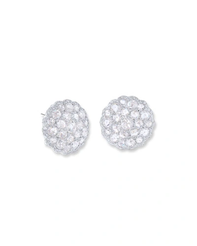 64 Facets 18k White Gold Diamond Cluster Earrings