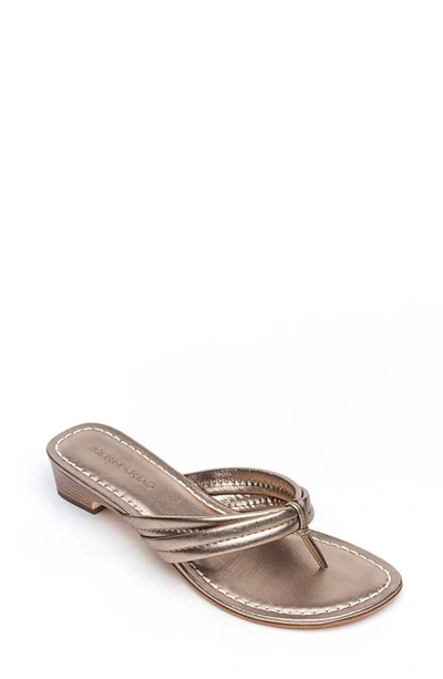 Bernardo Miami Leather Demi-wedge Thong Sandals In Platinum
