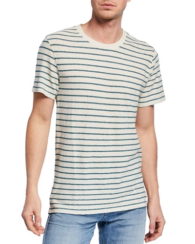 7 For All Mankind Men's Striped Boxer T-shirt In White