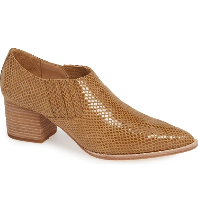 Bill Blass Tina Snake-print Leather Ankle Booties In Tan
