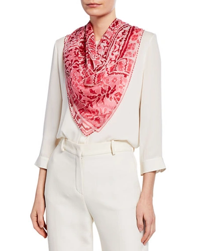 Loro Piana Cashmere Abstract Paisley Scarf In Strawberry Pink