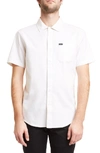 Brixton Charter Oxford Woven Shirt In Off White