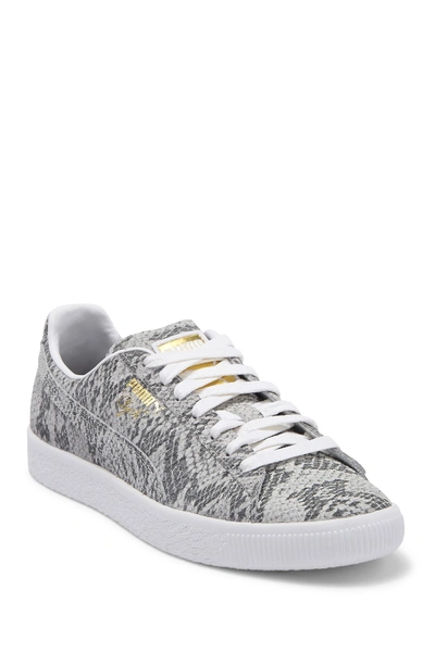 Puma Women's Clyde Ao Snake-embossed Low-top Sneakers In White