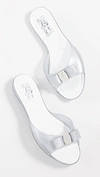 Ferragamo Women's Cirella Glitter Slide Sandals In Silver